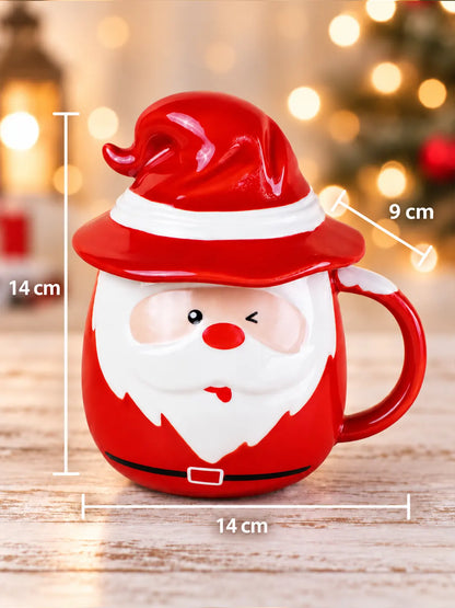 Pointed Hat Winking Santa Ceramic Hot Chocolate and Coffee Christmas Mug