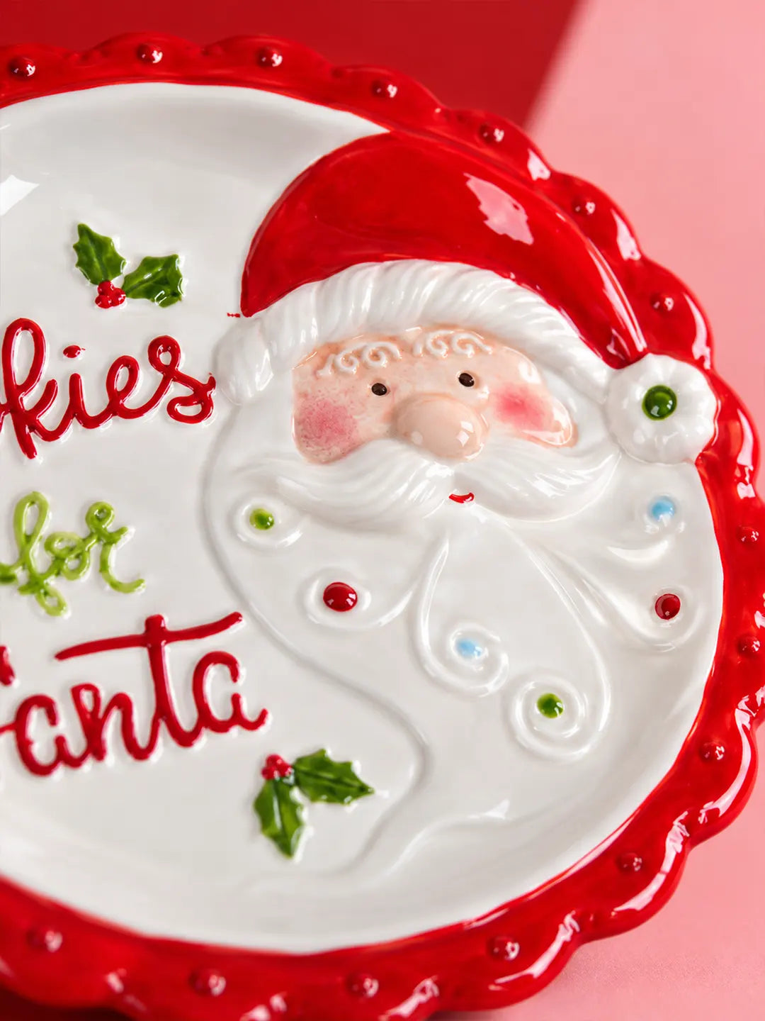 Red Border Cookies for Santa Ceramic Christmas Serving Plate, 11 in Dinner plate