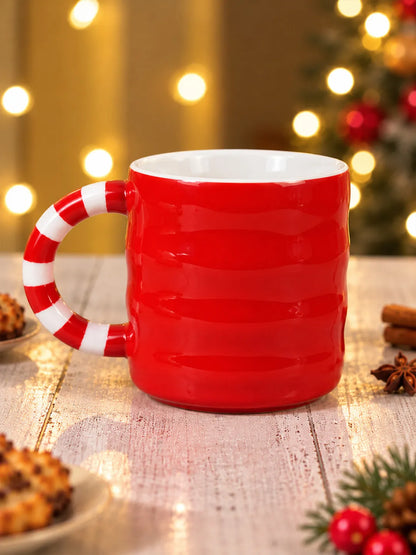 Red Christmas Tree Ceramic Hot Chocolate and Coffee Christmas Mug with 3D Spoon