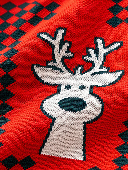 Reindeer Face, Woven Christmas Tote Bag