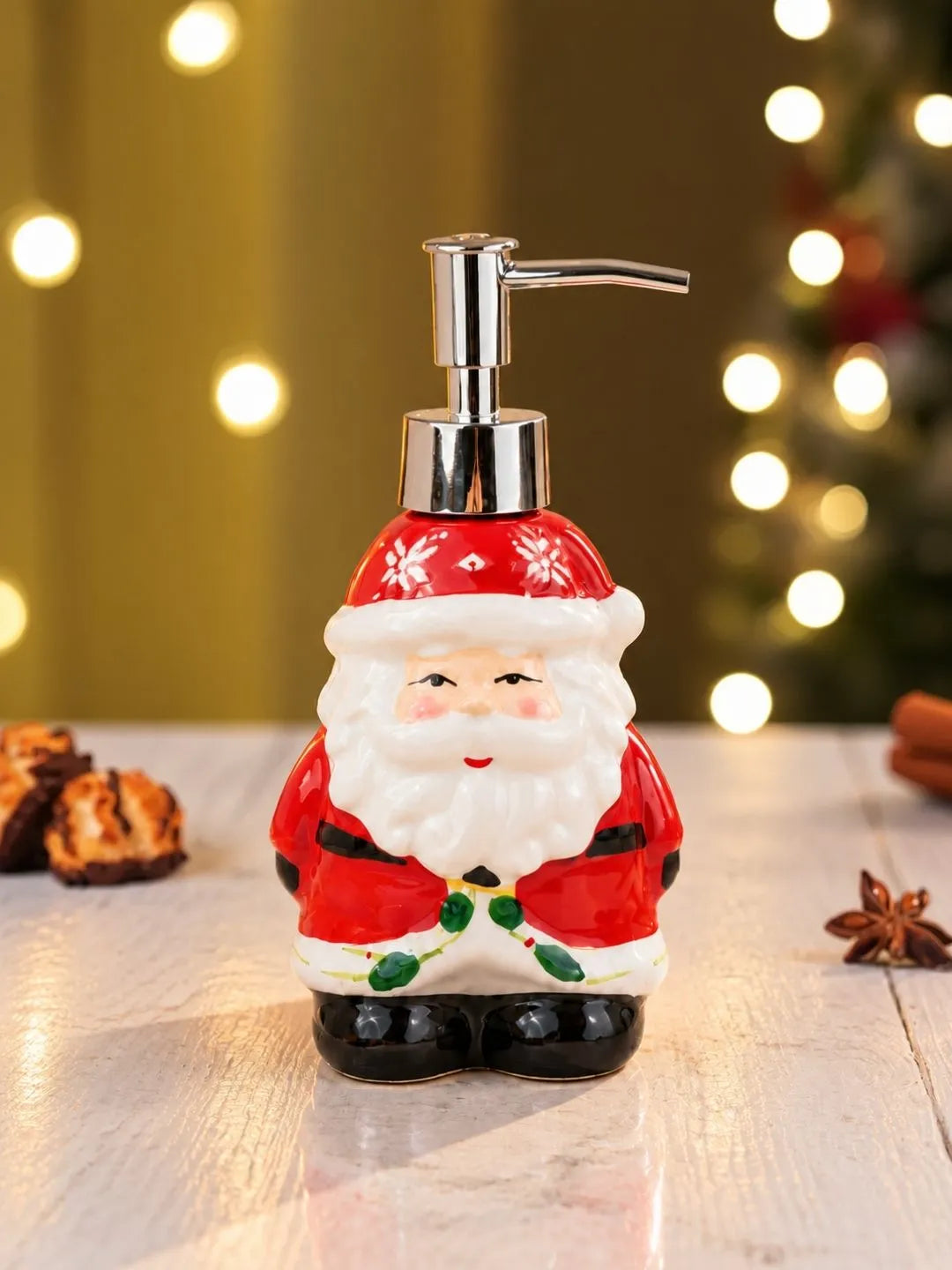 Santa Shaped Ceramic Christmas Liquid Soap Bathroom Dispenser Home Decor