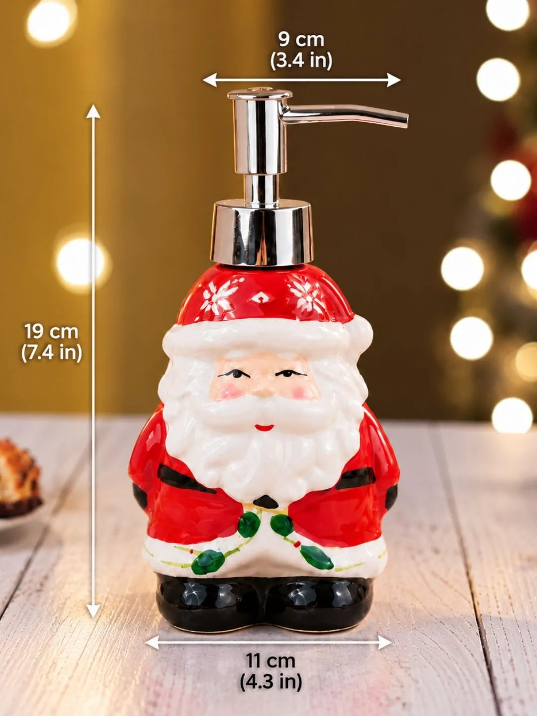 Santa Shaped Ceramic Christmas Liquid Soap Bathroom Dispenser Home Decor