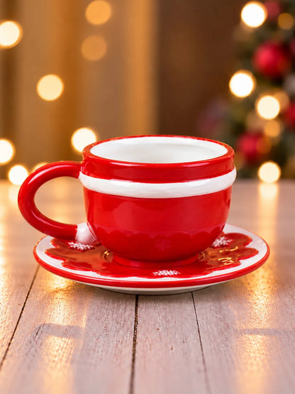 3D Santa Face Ceramic Cup & Saucer Set
