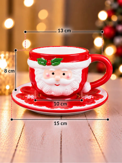 3D Santa Face Ceramic Cup & Saucer Set