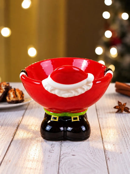Santa Shaped Ceramic Christmas Serving Bowl, 4.6 in height