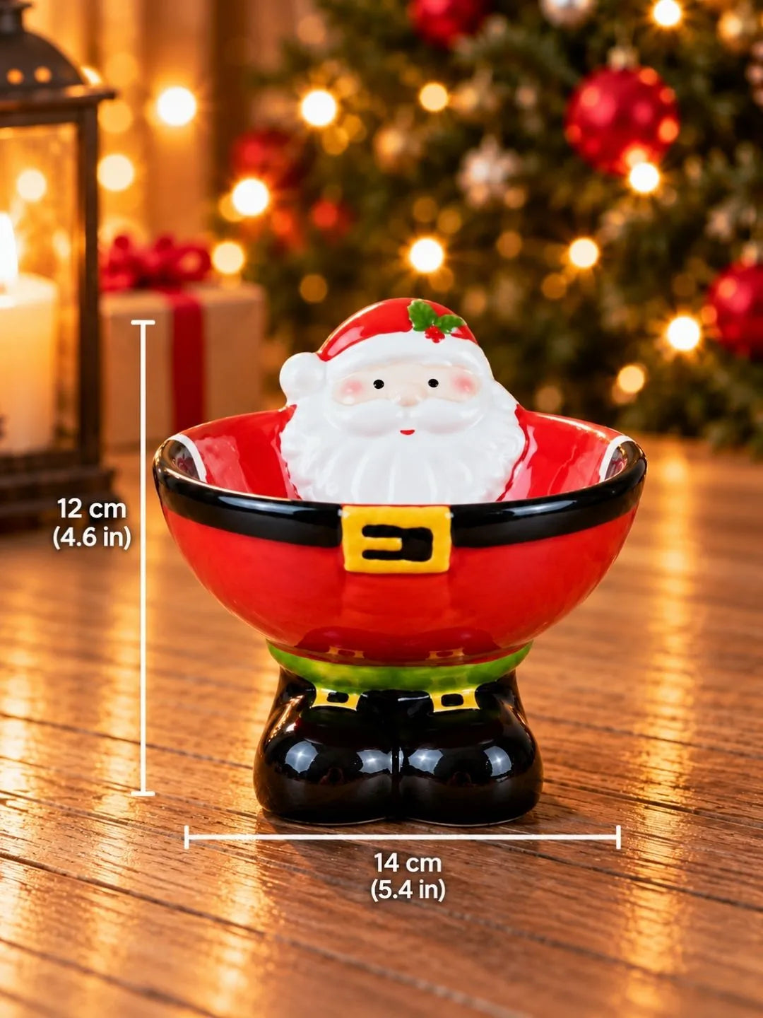 Santa Shaped Ceramic Christmas Serving Bowl, 4.6 in height