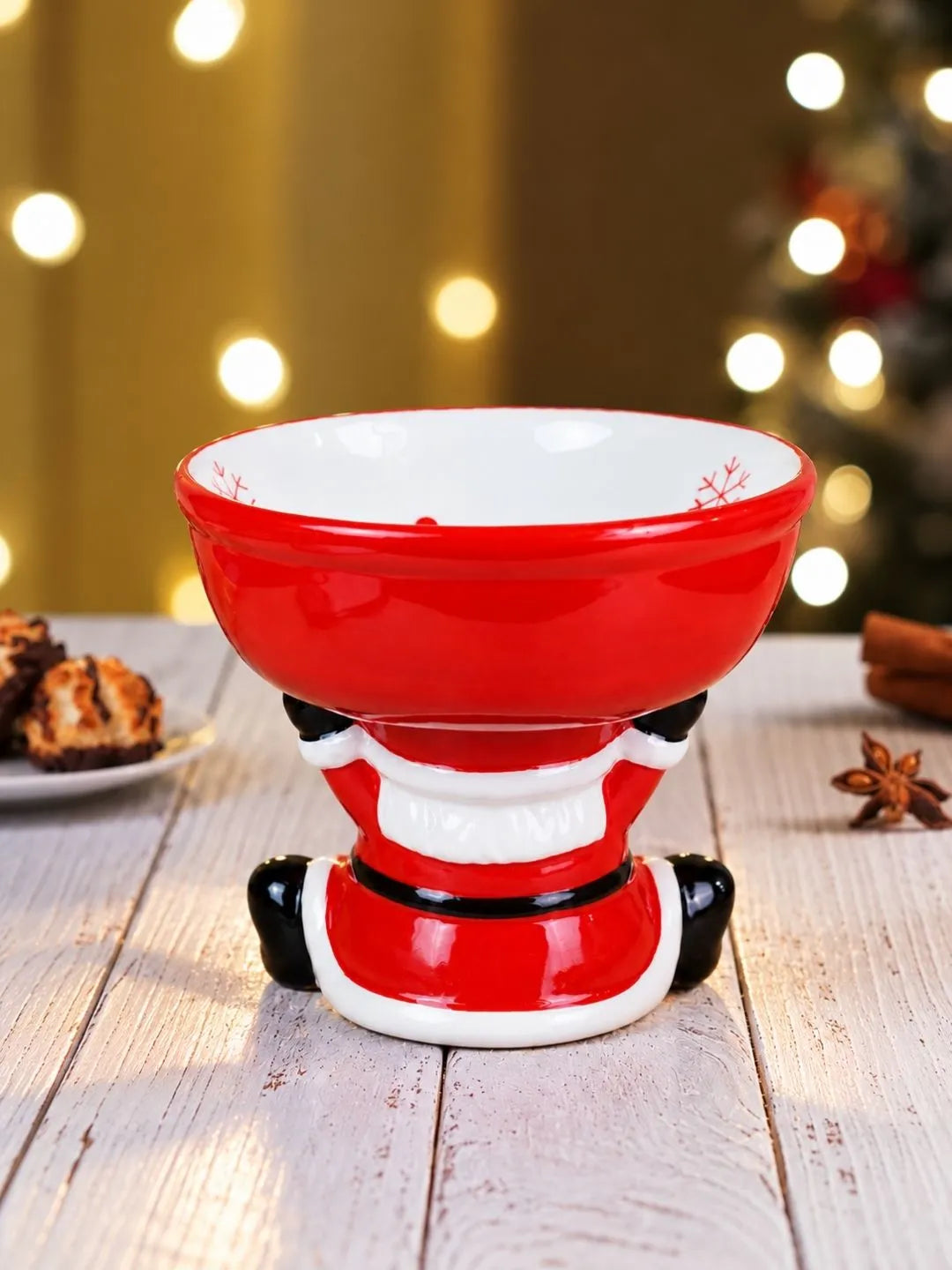 Santa Stand style Ceramic Christmas Serving Bowl, 6 in Height.