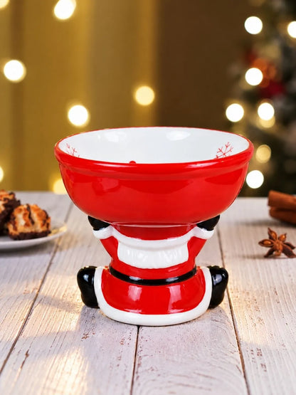 Santa Stand style Ceramic Christmas Serving Bowl, 6 in Height.