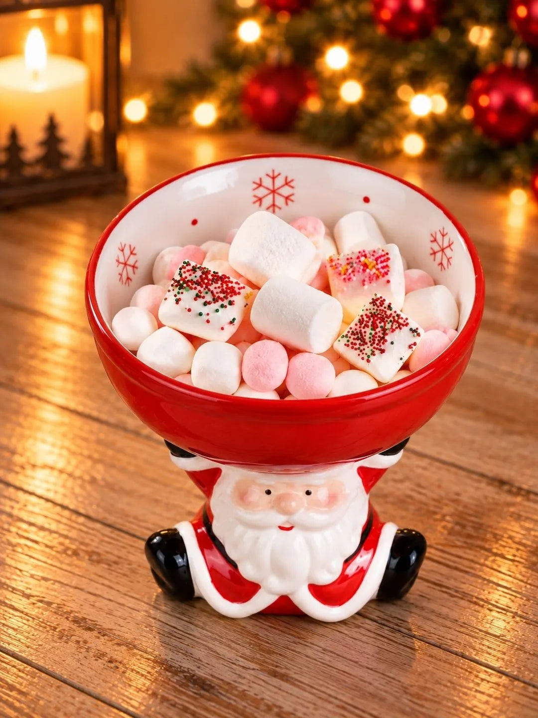 Santa Stand style Ceramic Christmas Serving Bowl, 6 in Height.
