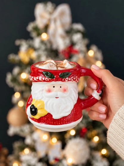 Santa with Star Ceramic Hot Chocolate and Coffee Christmas Mug
