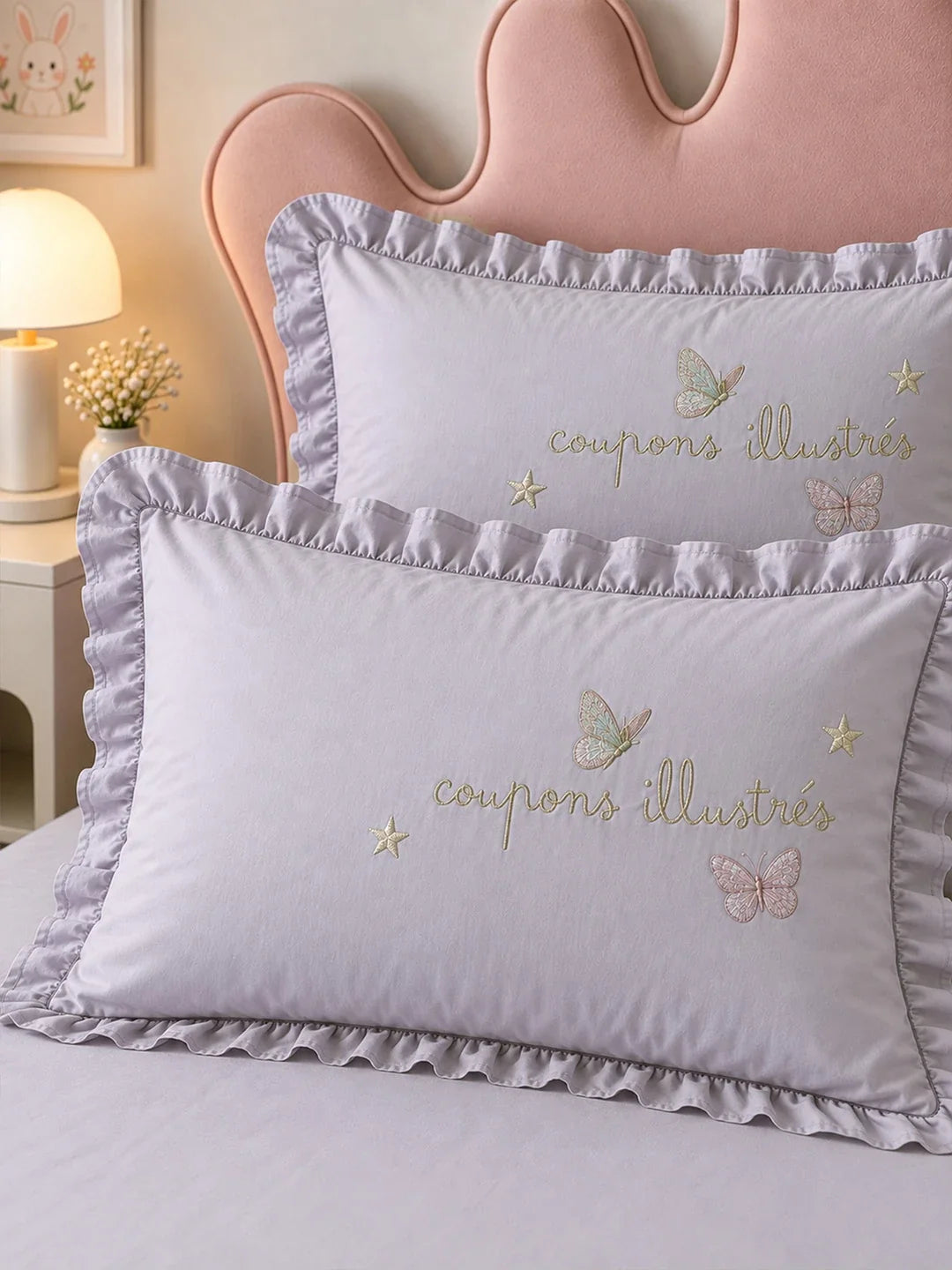 4 Pcs Dancing Rabbit Theme Embroidered King Size Bedding Set