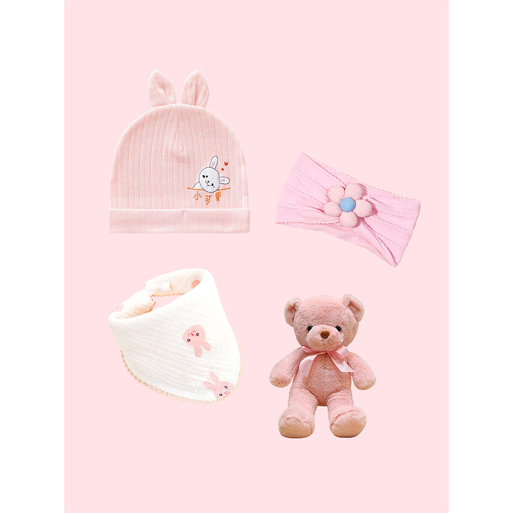 18 pcs Baby Pink Teddy Birthday Gift Hamper set for Baby Girl with travelling Suitcase, - Little Surprise Box