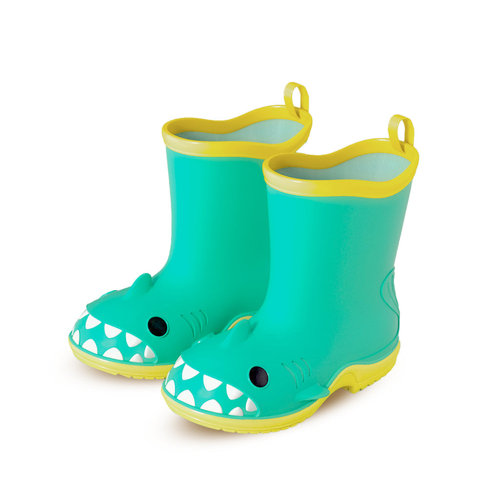 Mint Green Shark EVA Rain Gumboots for Toddlers & Kids - Little Surprise Box