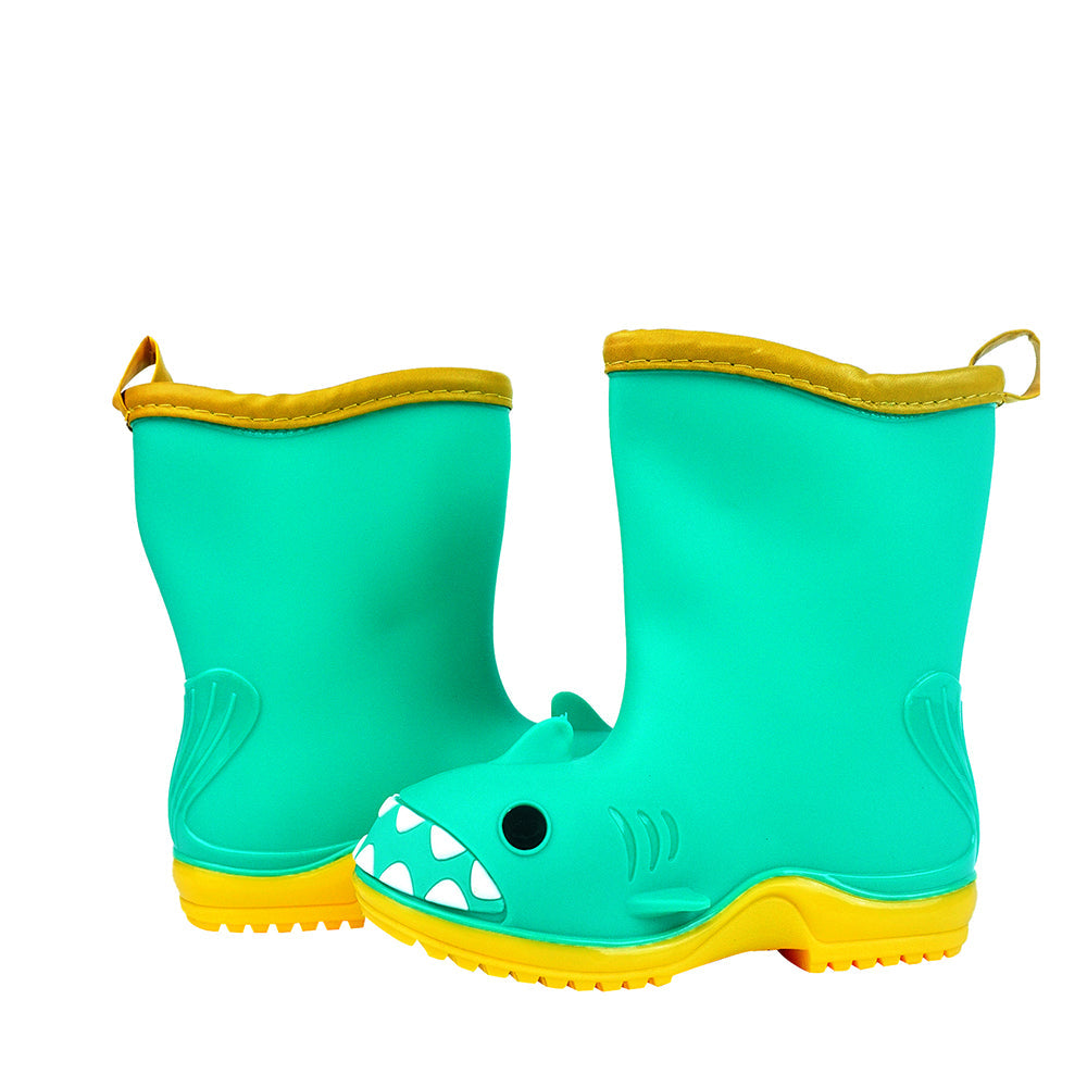 Mint Green Shark EVA Rain Gumboots for Toddlers & Kids - Little Surprise Box