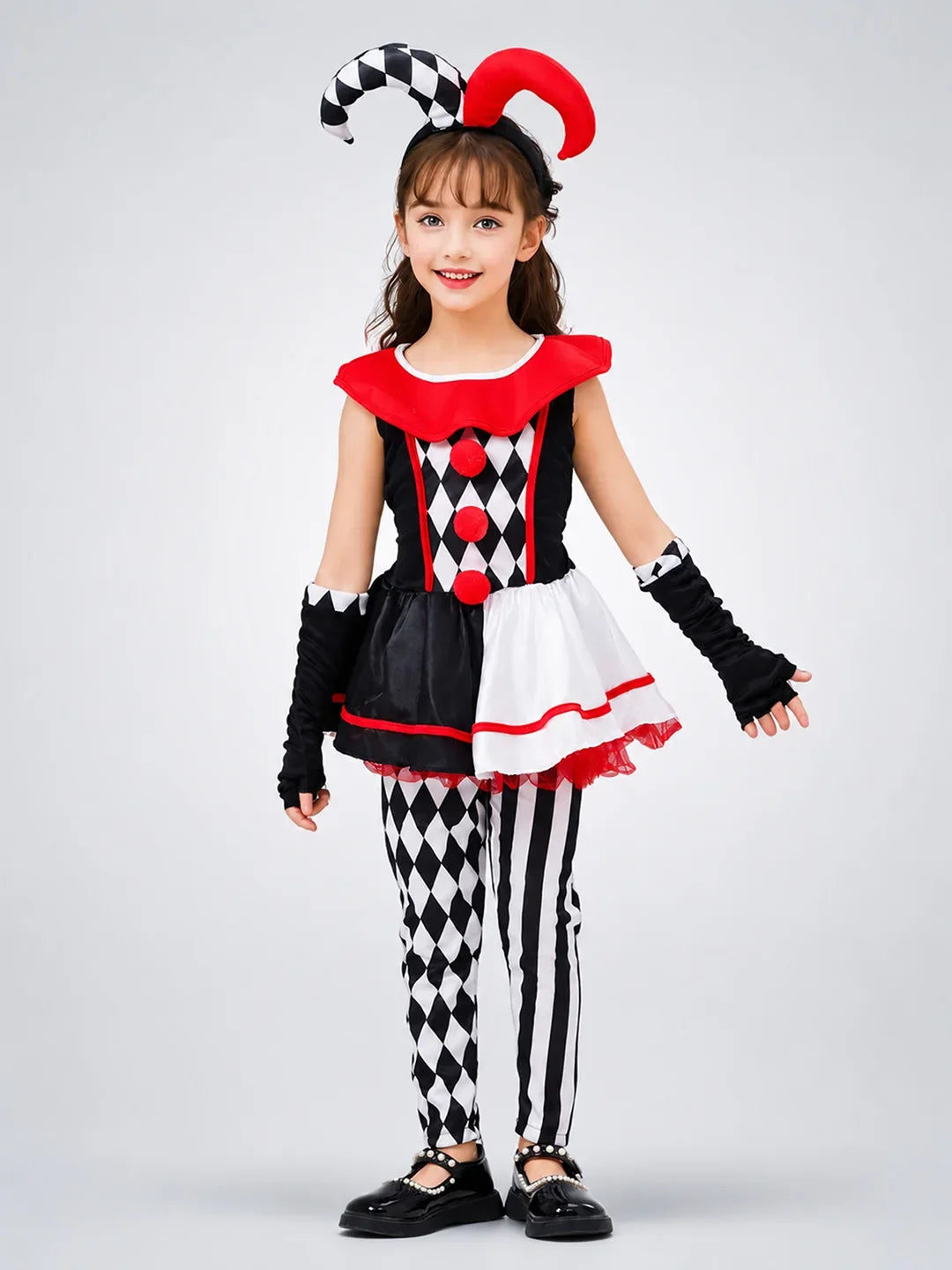 Black & White checkered Joker Jester kids' Halloween costume