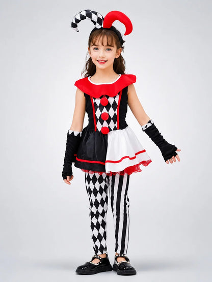 Black & White checkered Joker Jester kids' Halloween costume