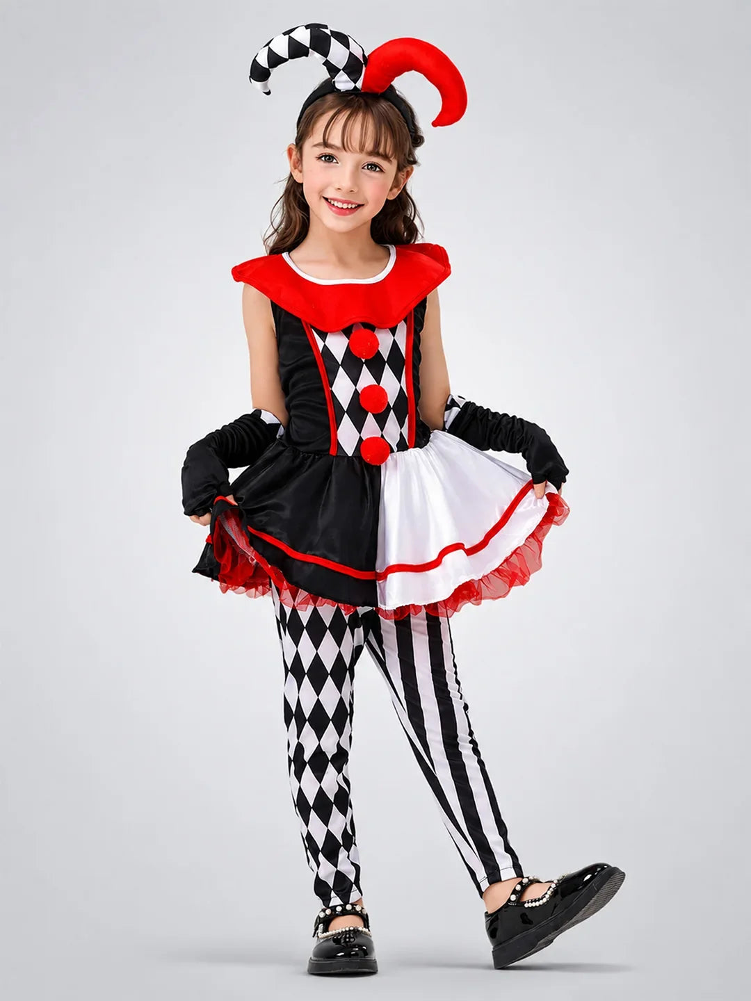 Black & White checkered Joker Jester kids' Halloween costume