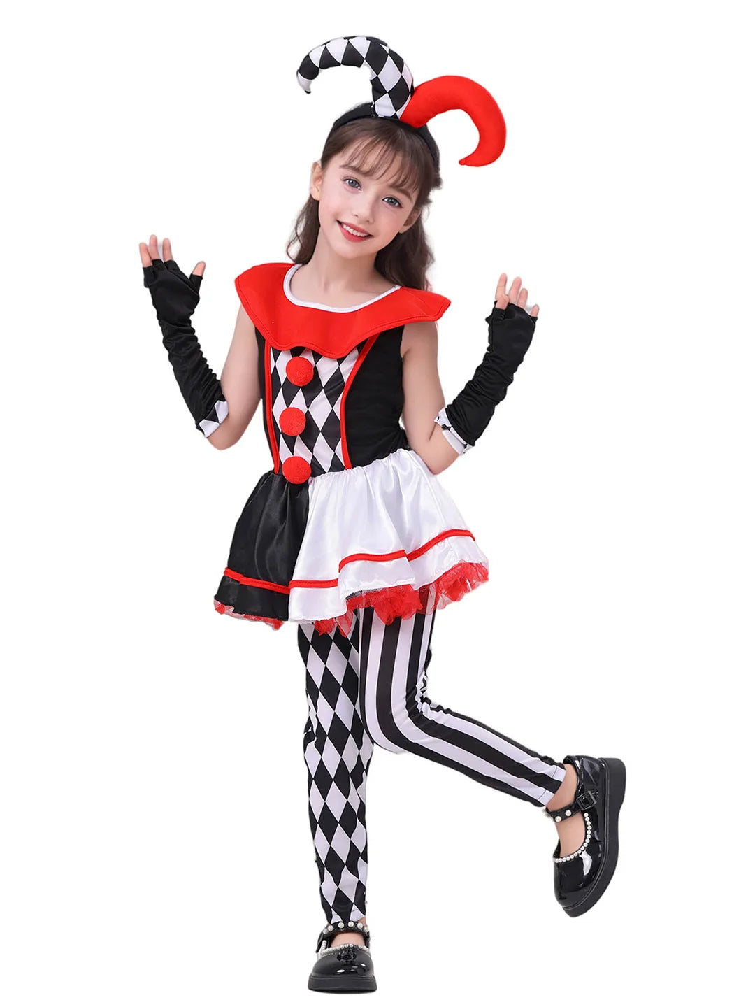 Black & White checkered Joker Jester kids' Halloween costume