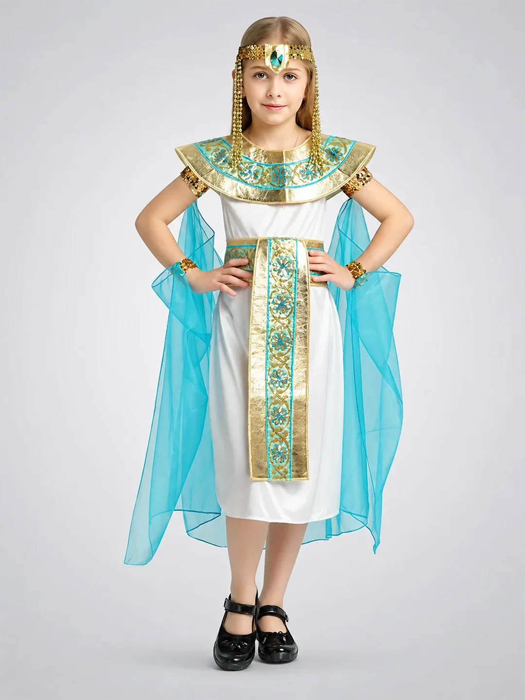White & Blue Egyptian Girl kids' Halloween costume