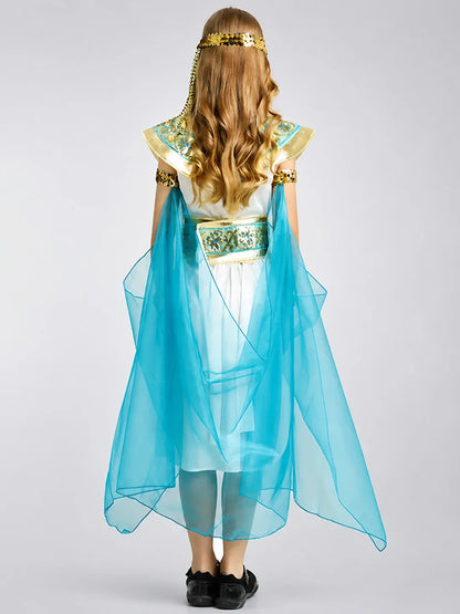 White & Blue Egyptian Girl kids' Halloween costume