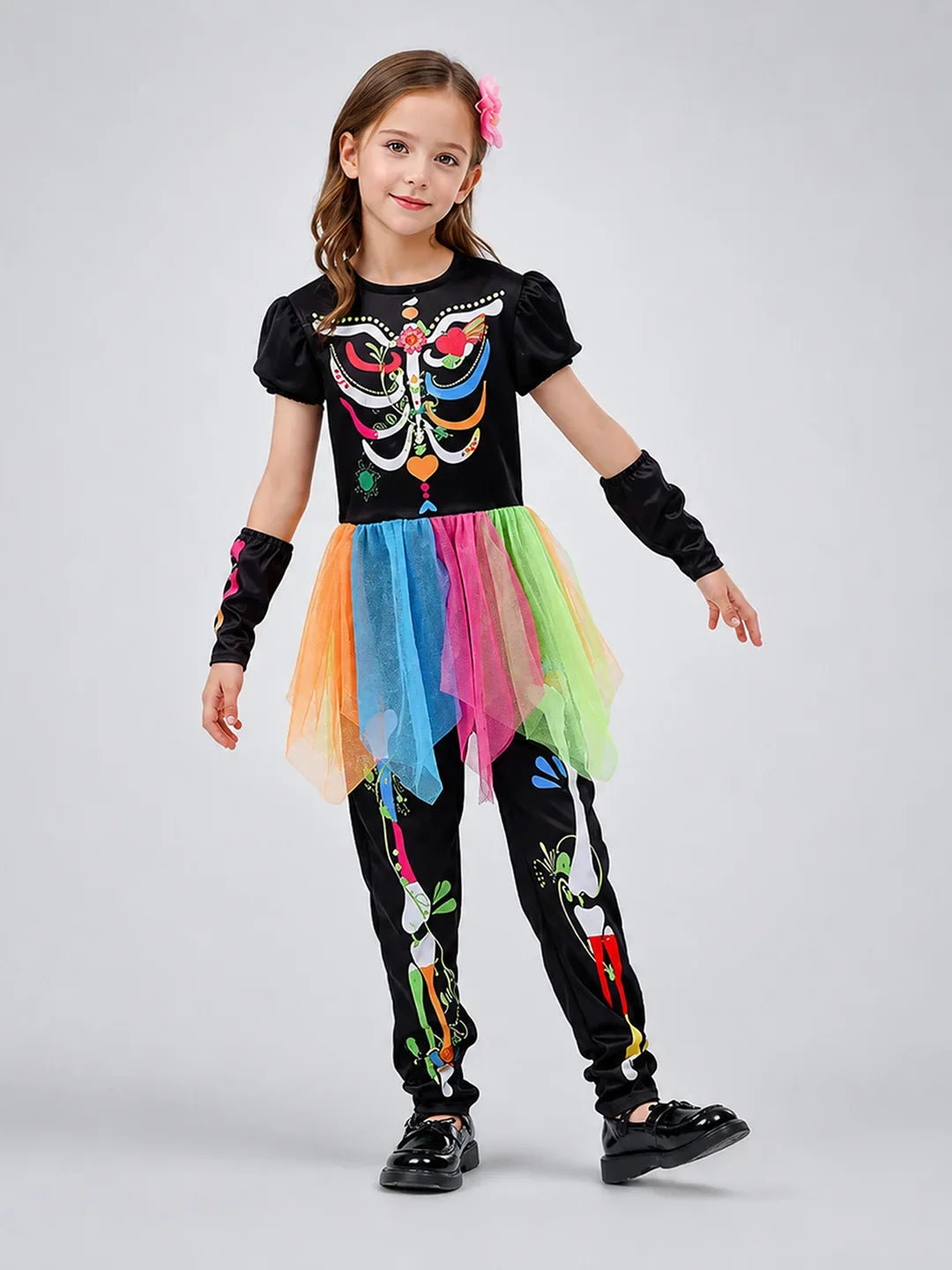 Colorful Skeleton Princess kids' Halloween costume