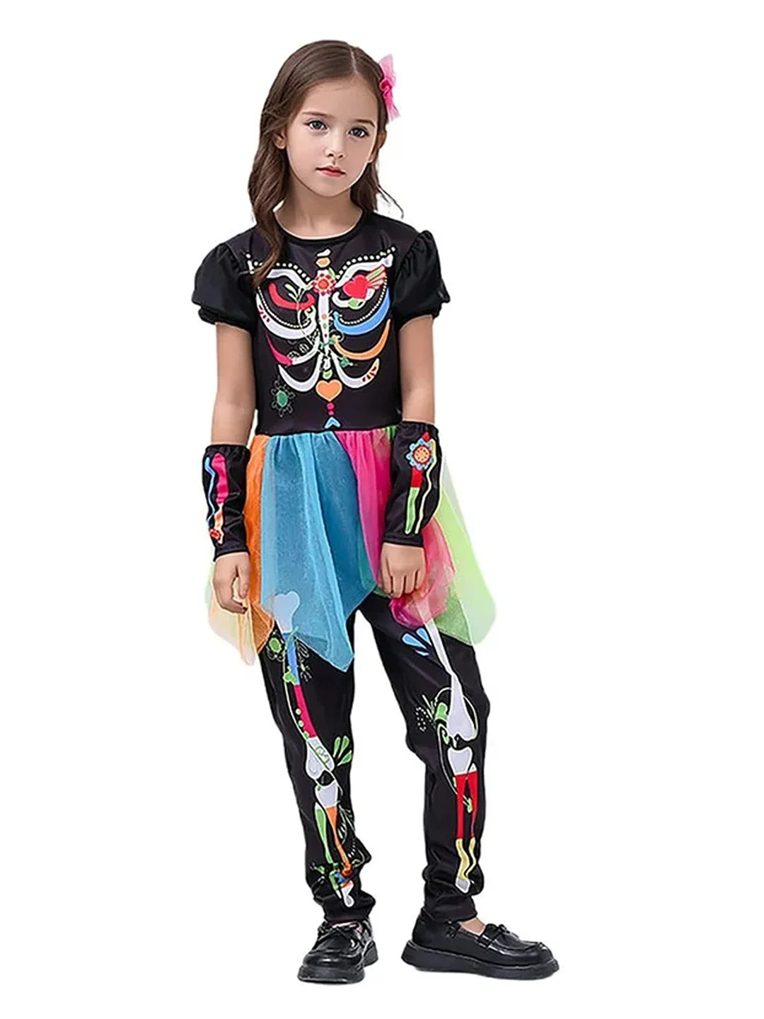 Colorful Skeleton Princess kids' Halloween costume