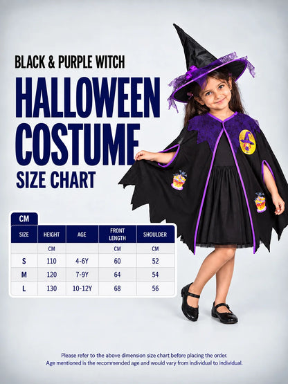Black & Purple Witch Poncho & Hat Set – No Frock Included