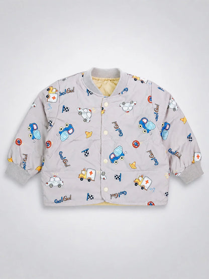 Grey Dumper Quilted Bomber Winter Jacket for Kids