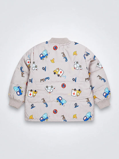 Grey Dumper Quilted Bomber Winter Jacket for Kids