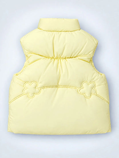 Yellow Teddy Puffer Sleeveless Winter Jacket for Kids