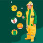 Dinosaur Friends themed Yellow Full Jumpsuit Style Raincoat for Toddlers and Kids - Little Surprise Box