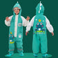 White & Teal Frog Full Jumpsuit Style Raincoat for Toddlers and Kids - Little Surprise Box