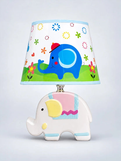 Blue Ceramic Elephant Bedside Table Lamp