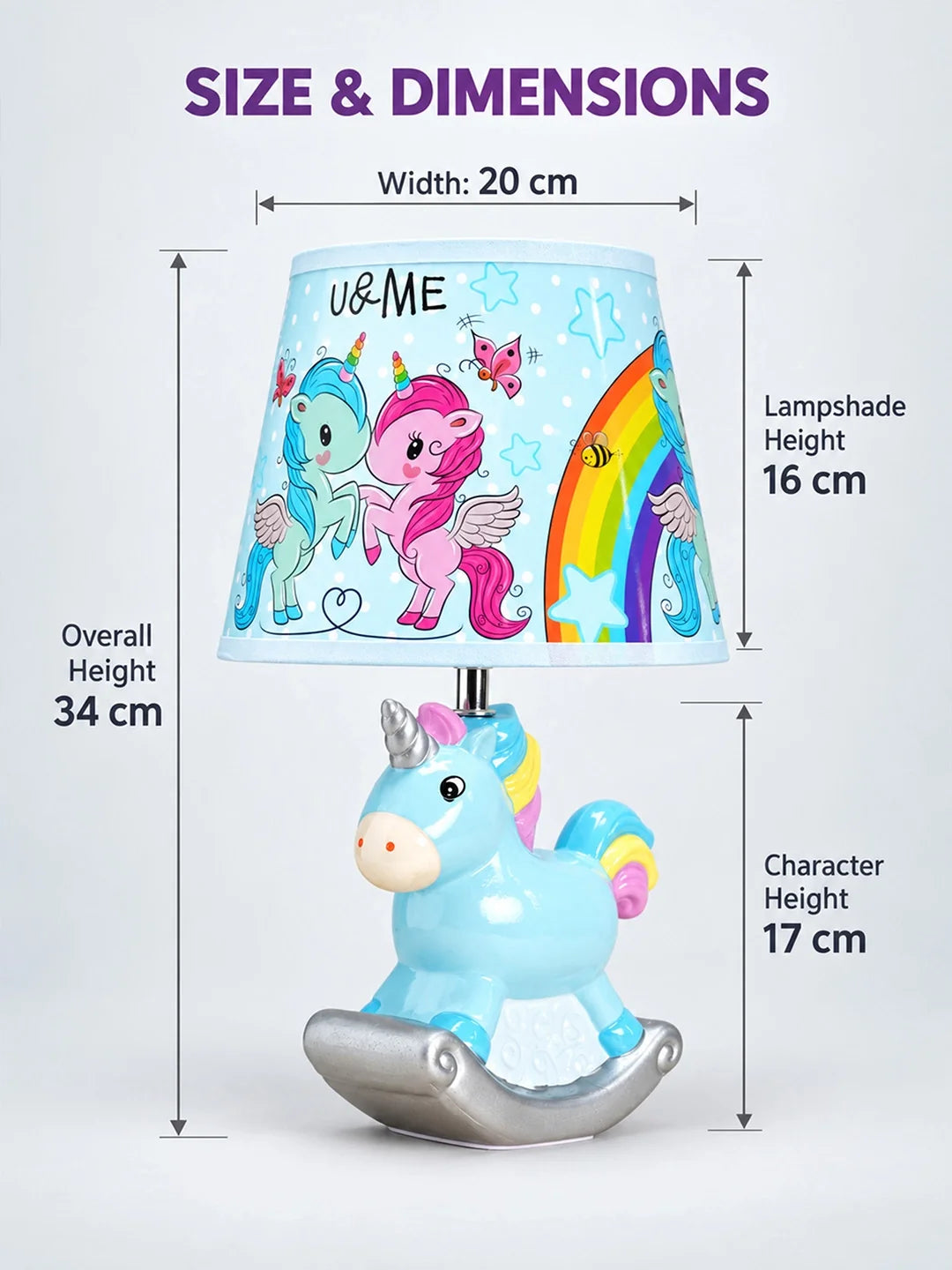 Blue Ceramic Rocking Unicorn Bedside Table Lamp