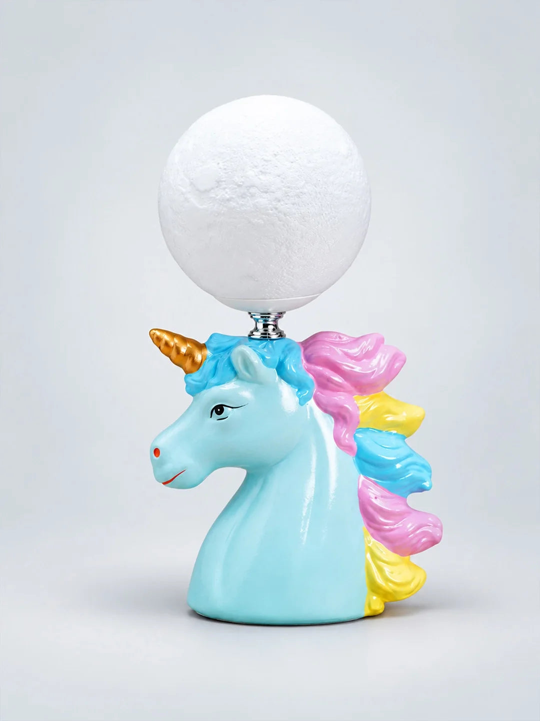 Blue Ceramic Unicorn Moon, Bedside Table Lamp