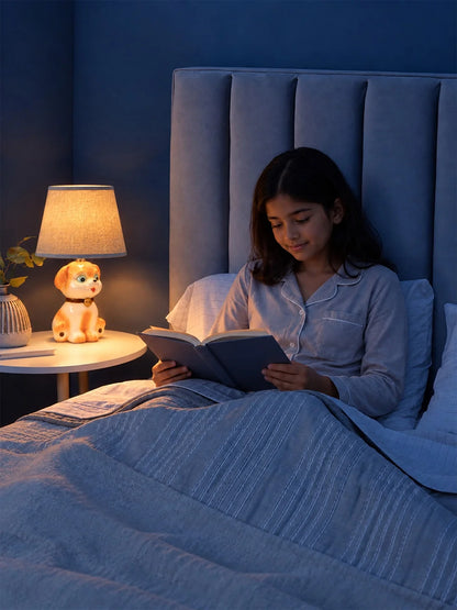 Brown Ceramic Dog Bedside Table Lamp