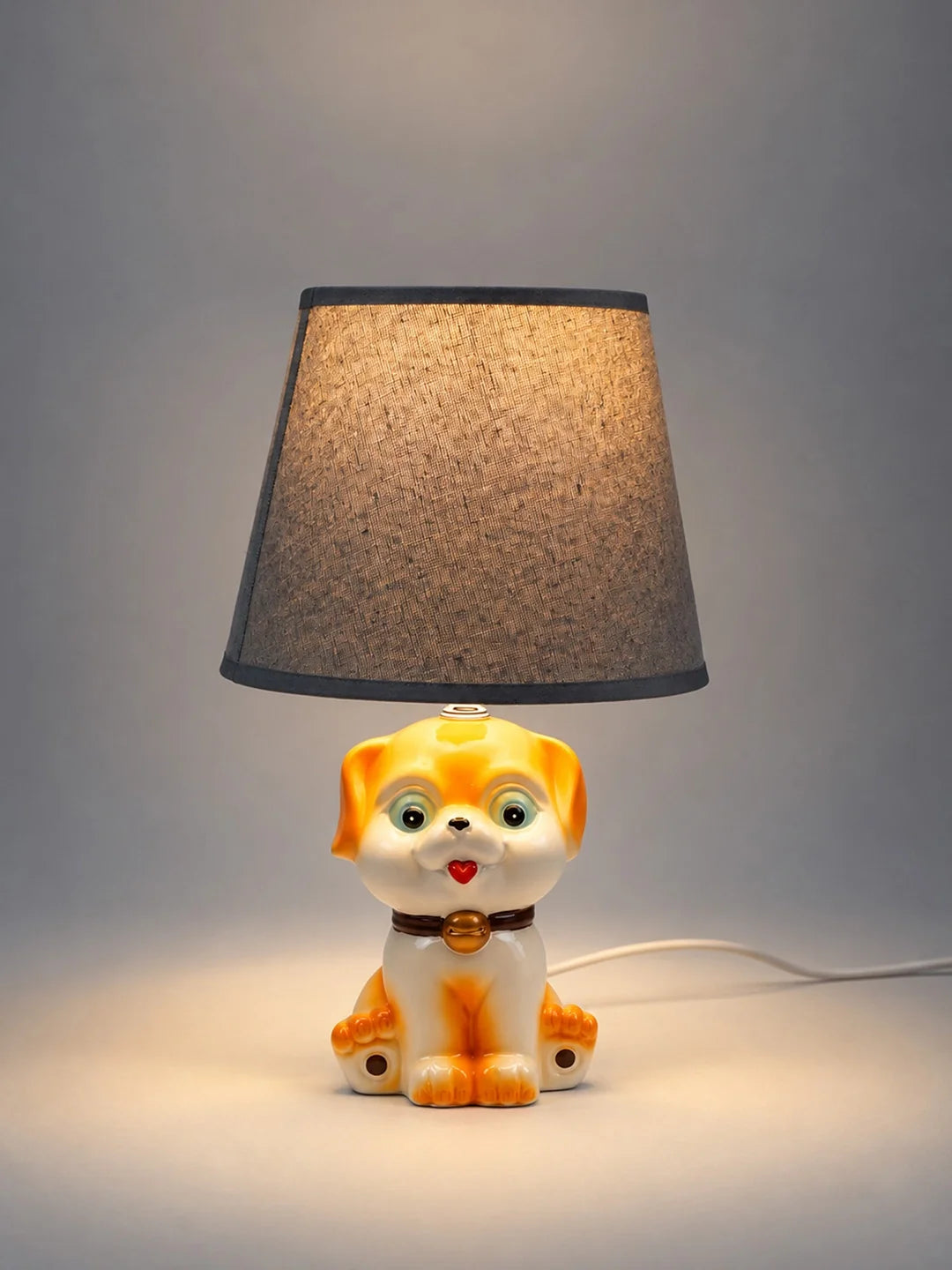Brown Ceramic Dog Bedside Table Lamp