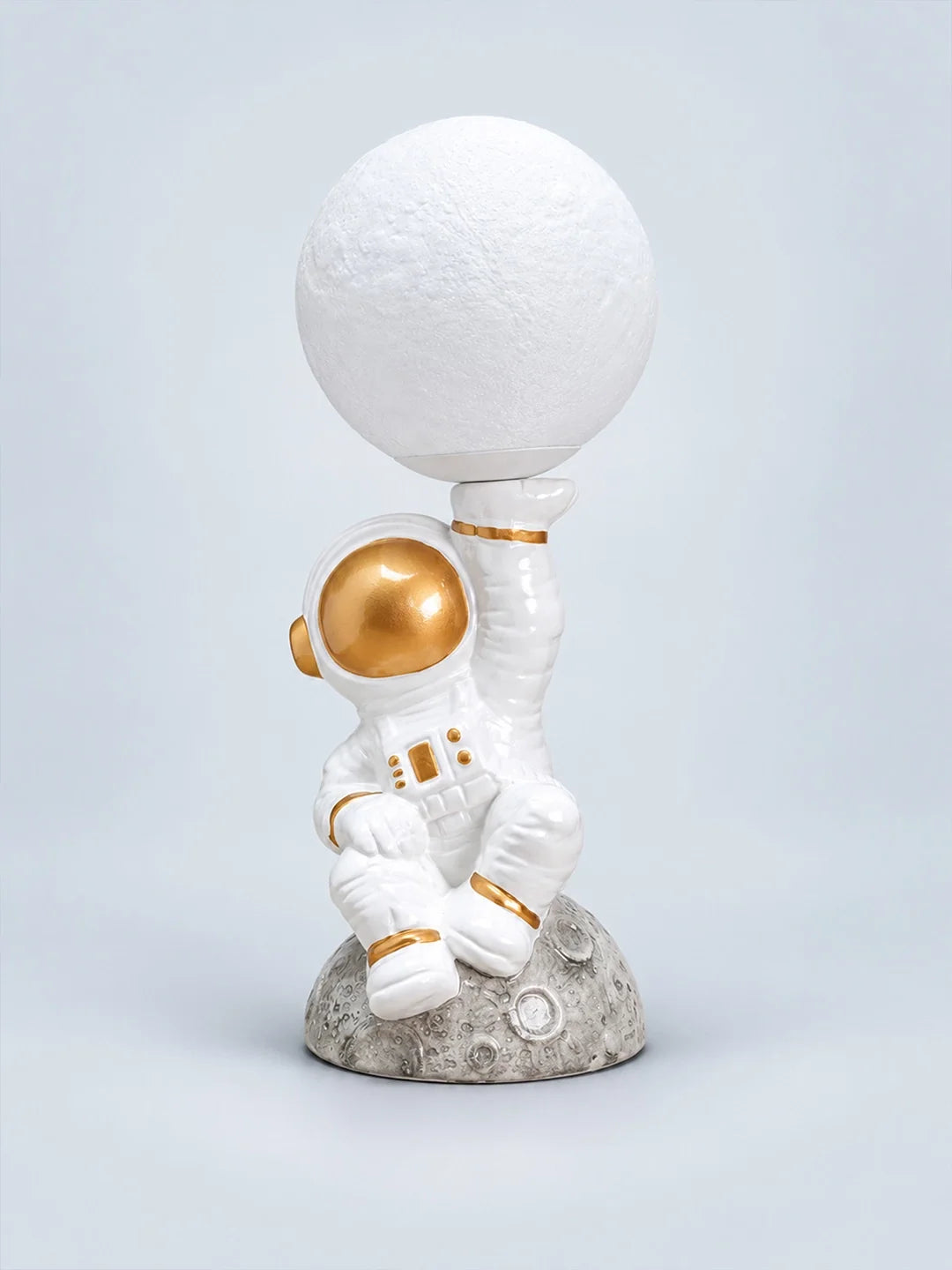 Golden Astronaut Holding Moon, Bedside Table Lamp