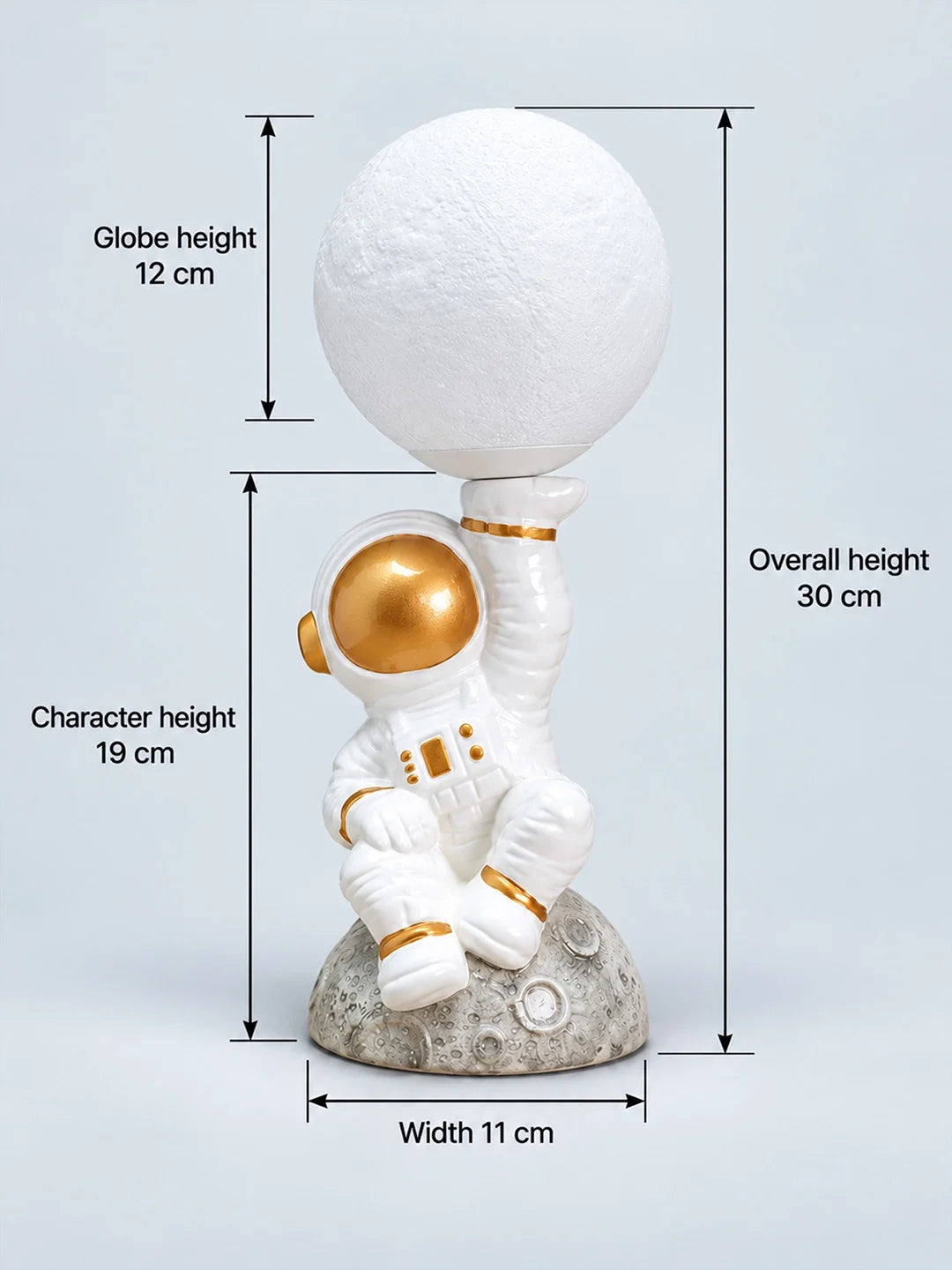 Golden Astronaut Holding Moon, Bedside Table Lamp