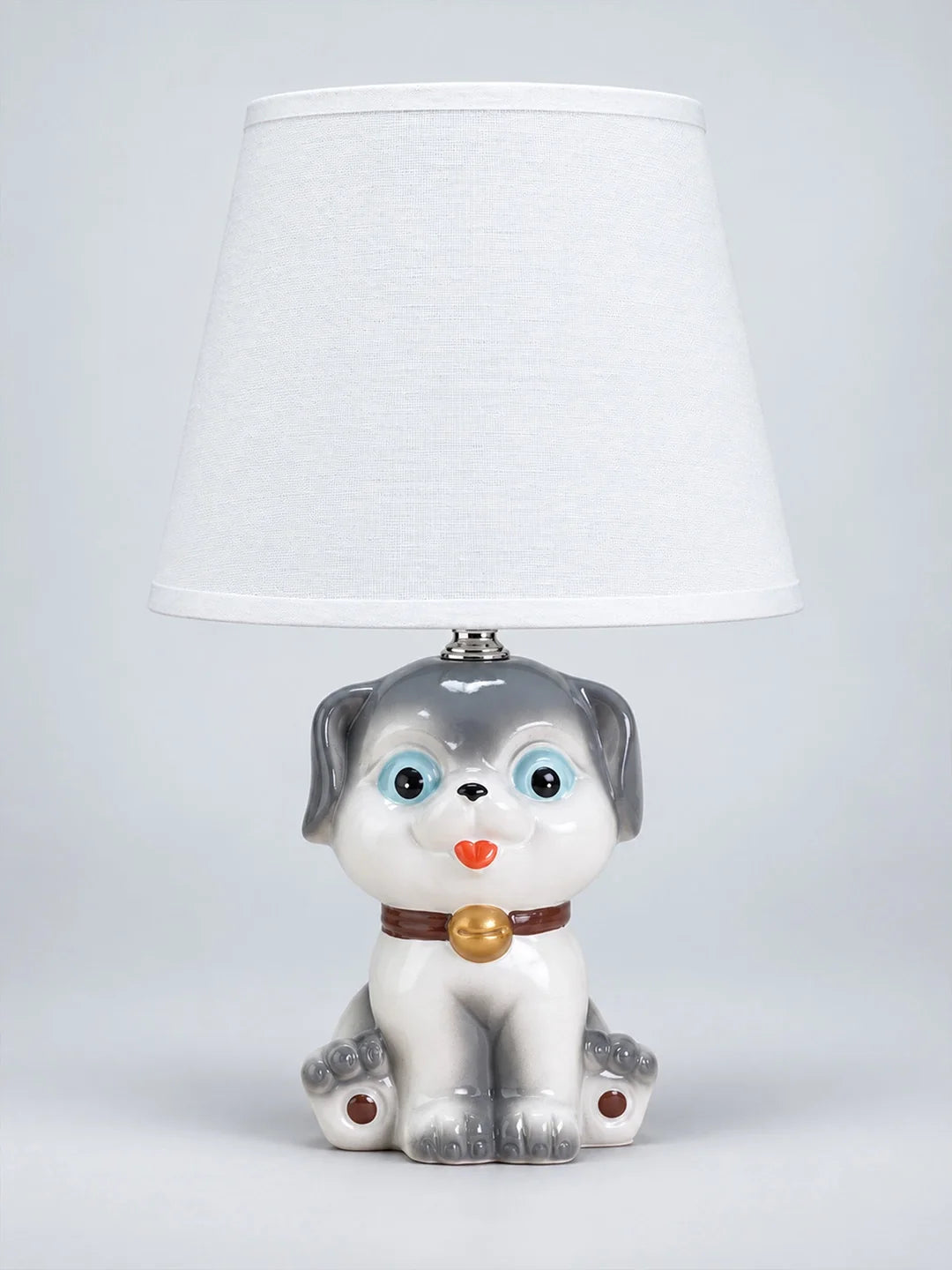 Grey Ceramic Dog Bedside Table Lamp
