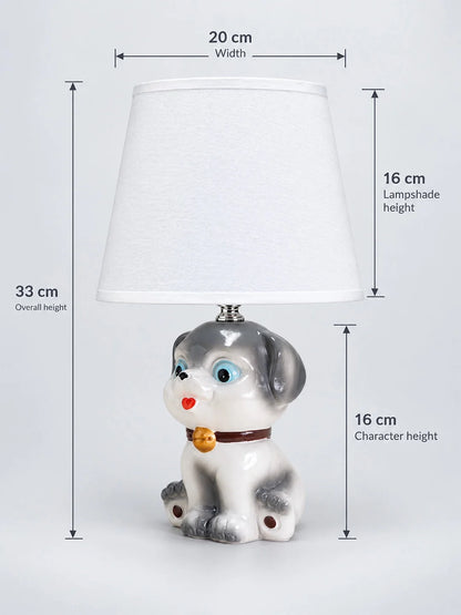 Grey Ceramic Dog Bedside Table Lamp