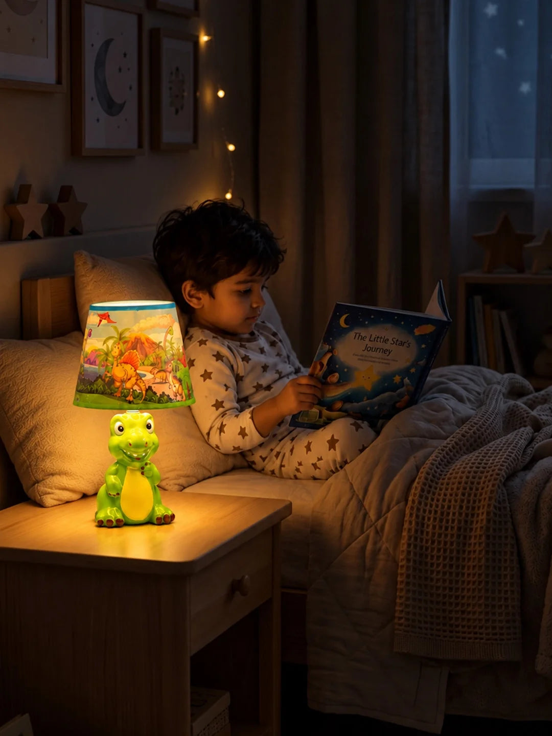 Green Ceramic Dino Bedside Table Lamp