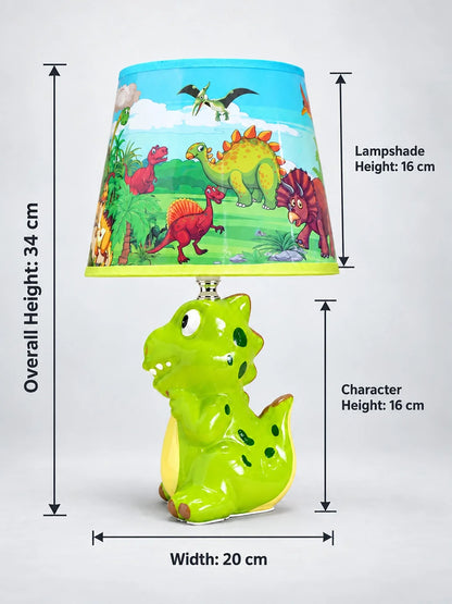 Green Ceramic Dino Bedside Table Lamp