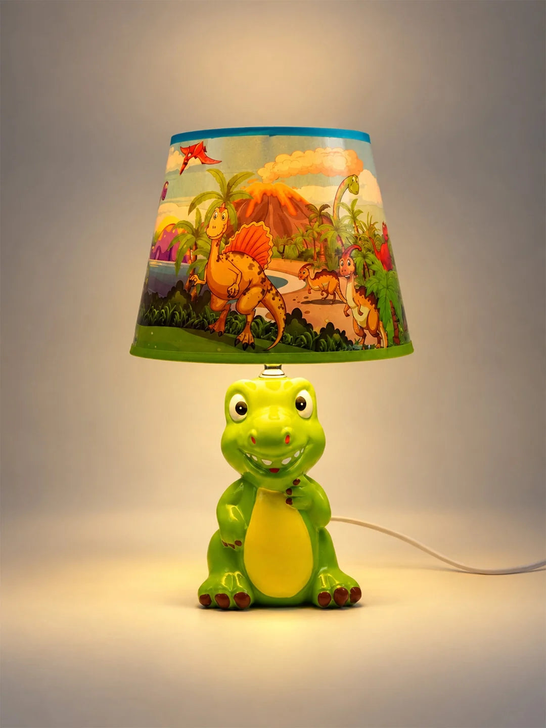 Green Ceramic Dino Bedside Table Lamp