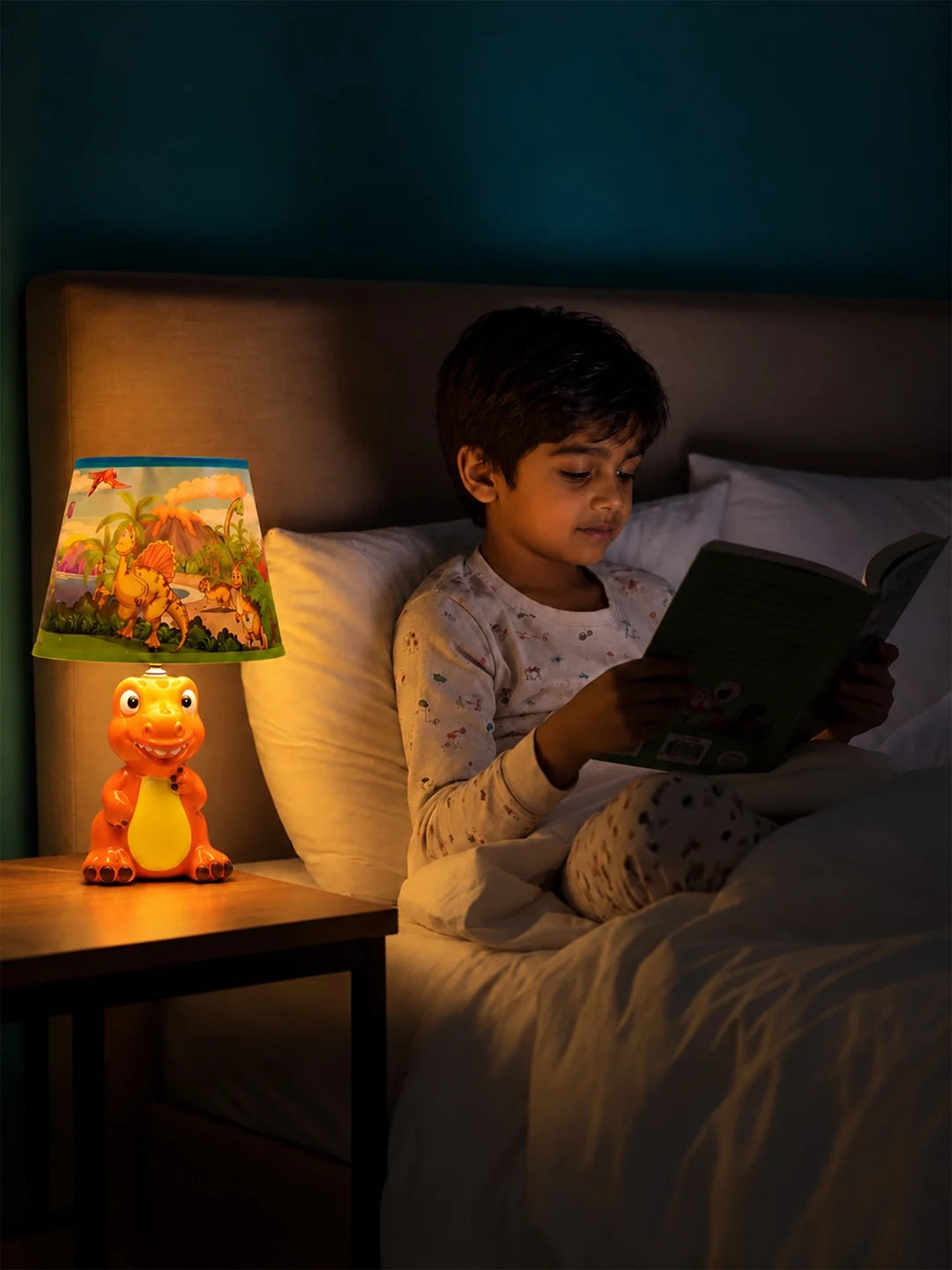 Orange Ceramic Dino Bedside Table Lamp
