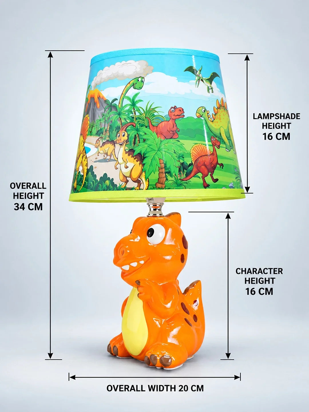 Orange Ceramic Dino Bedside Table Lamp