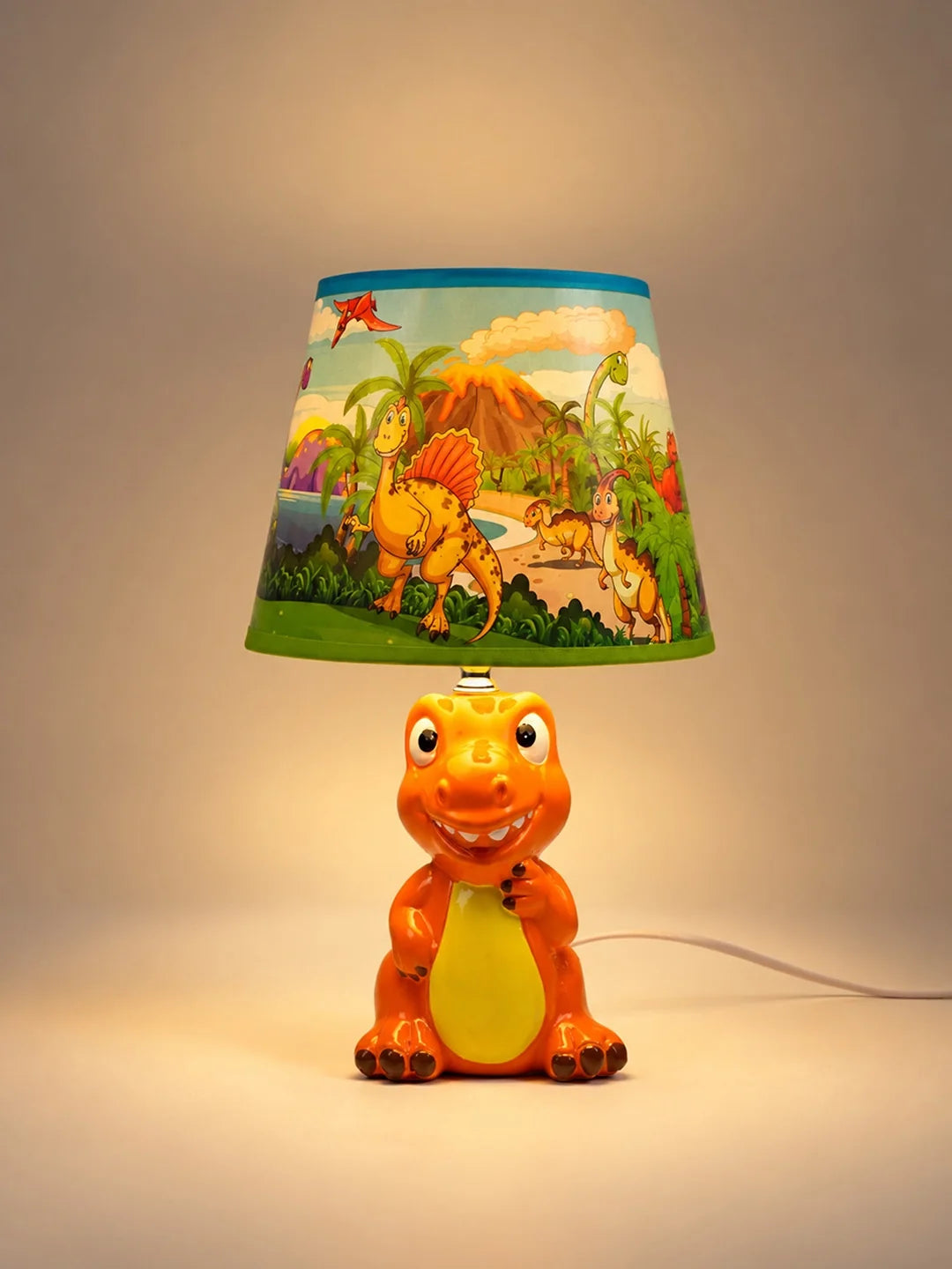 Orange Ceramic Dino Bedside Table Lamp