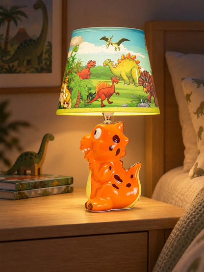 Orange Ceramic Dino Bedside Table Lamp