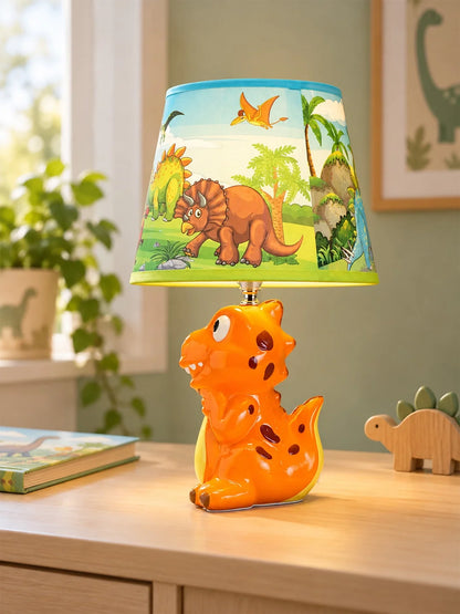 Orange Ceramic Dino Bedside Table Lamp