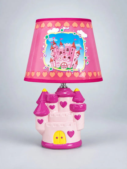 Pink Princess Ceramic Castle Bedside Table Lamp